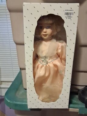 Kirklands Peach Satin Girls' Formal Dress with Sheer Overlay